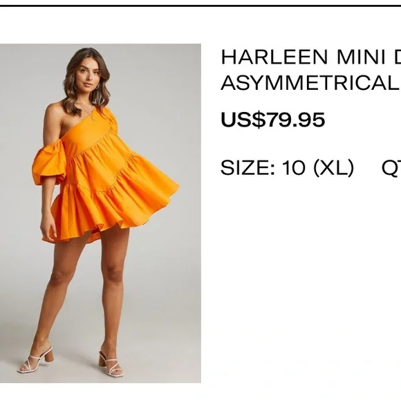 Showpo Harleen One-Shoulder Orange Mini Dress - Picture 4 of 6